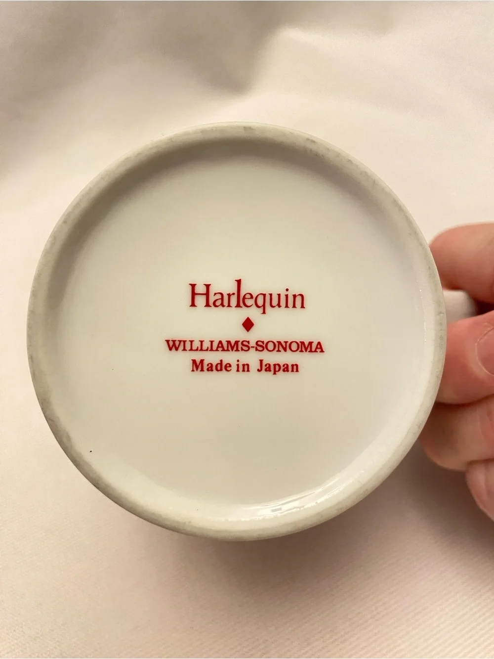 Vintage Harlequin Williams Sonoma Red Green Gold White Diamond Holiday Mug Japan